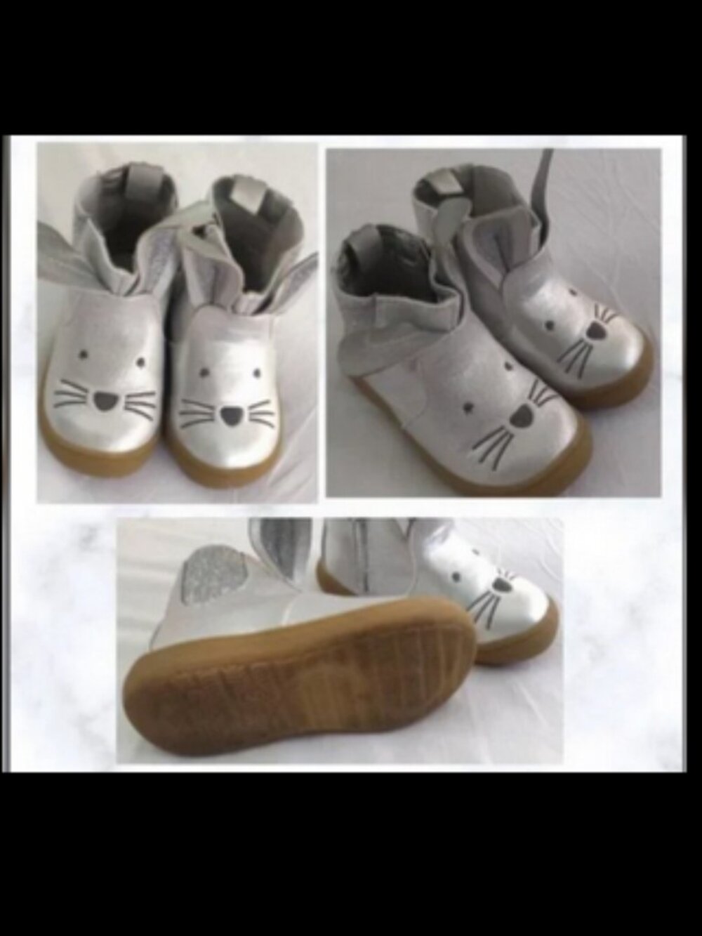 Little Girls Silver Bunny Side Zip Boots Shoes Size 5